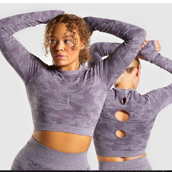 Gymshark Camo Seamless Long Sleeve Crop Top - Picture 6 of 7
